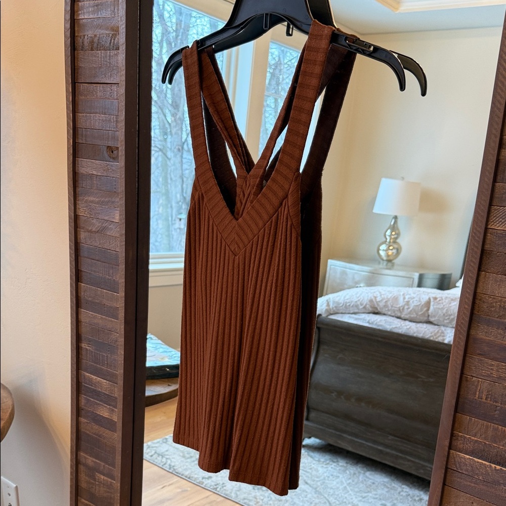 Red Haute Brown Ribbed Tank Top